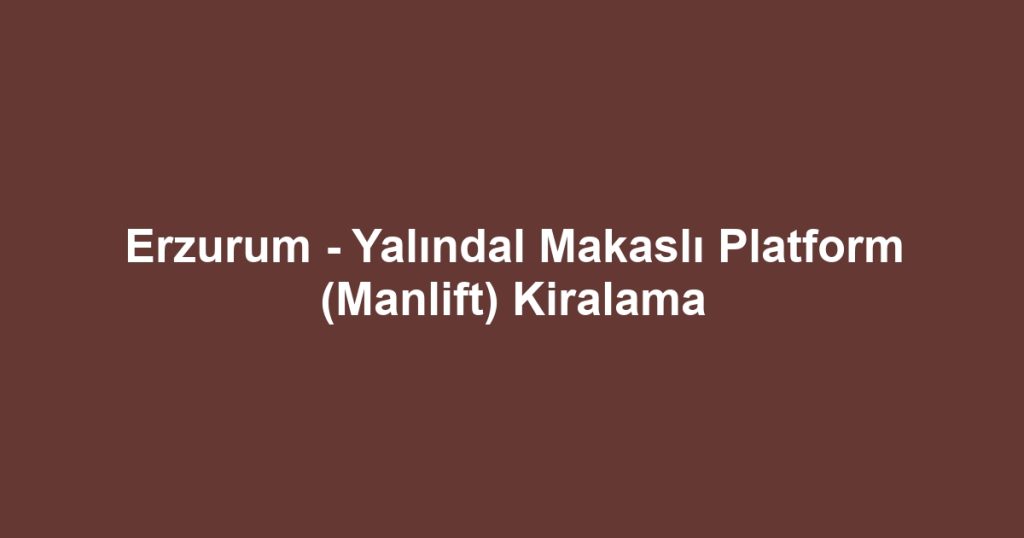Erzurum - Yalındal Makaslı Platform (Manlift) Kiralama