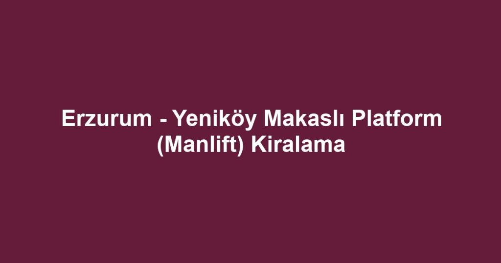 Erzurum - Yeniköy Makaslı Platform (Manlift) Kiralama