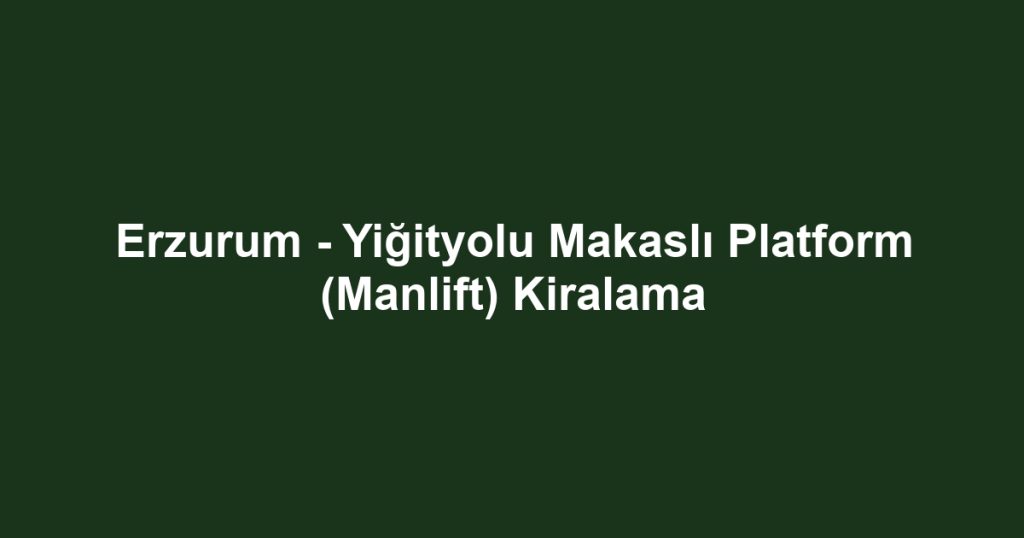 Erzurum - Yiğityolu Makaslı Platform (Manlift) Kiralama