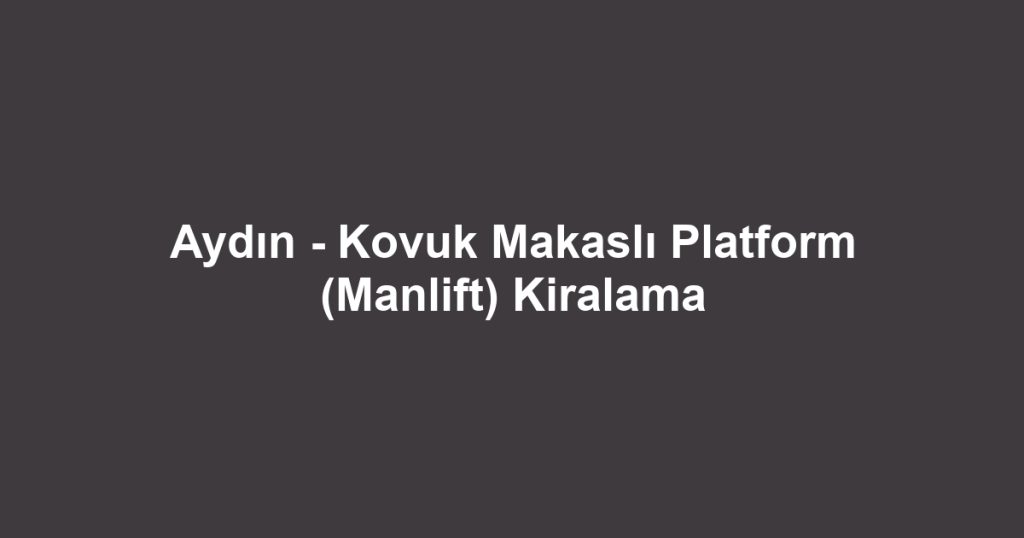 Aydın - Kovuk Makaslı Platform (Manlift) Kiralama