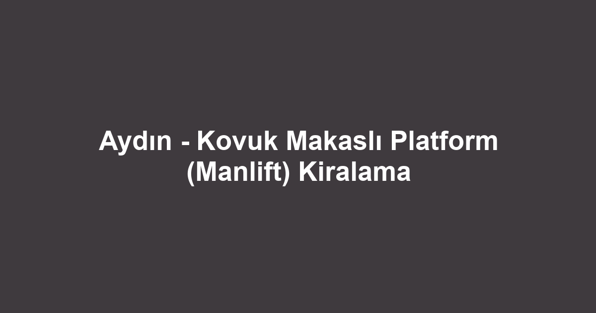 Aydın - Kovuk Makaslı Platform (Manlift) Kiralama