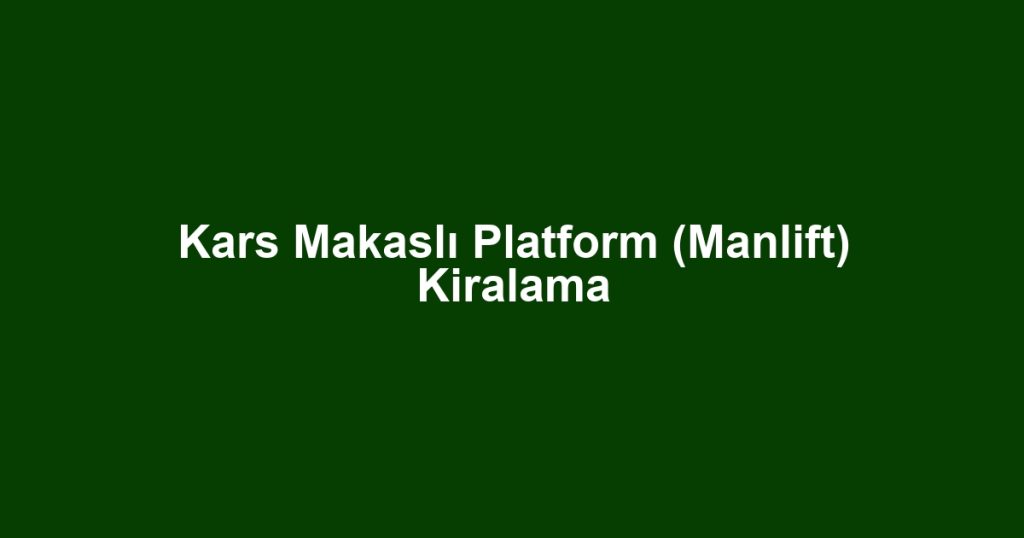 Kars Makaslı Platform (Manlift) Kiralama