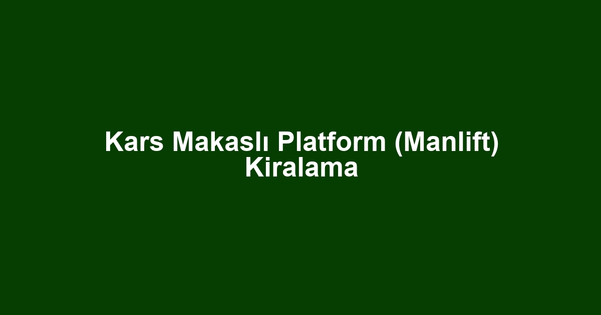 Kars Makaslı Platform (Manlift) Kiralama
