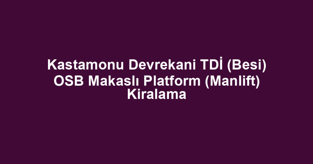 Kastamonu Devrekani TDİ (Besi) OSB Makaslı Platform (Manlift) Kiralama