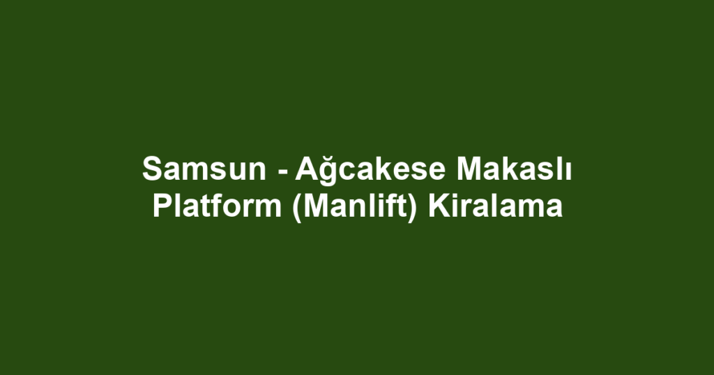 Samsun - Ağcakese Makaslı Platform (Manlift) Kiralama