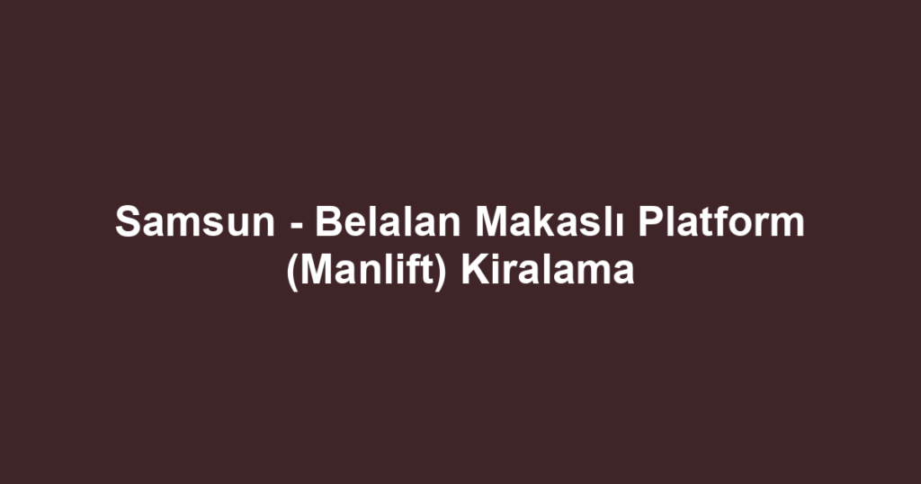 Samsun - Belalan Makaslı Platform (Manlift) Kiralama