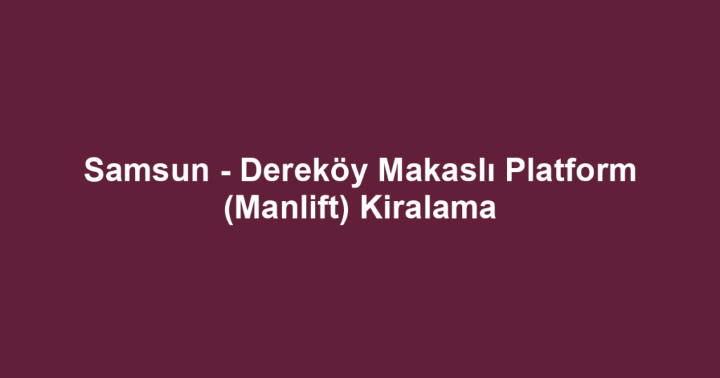 Samsun - Dereköy Makaslı Platform (Manlift) Kiralama