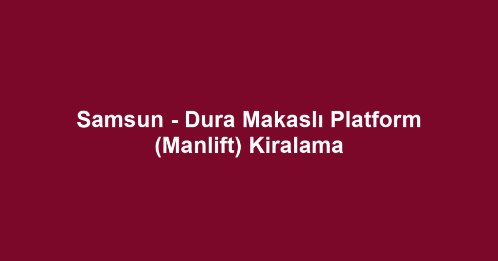 Samsun - Dura Makaslı Platform (Manlift) Kiralama