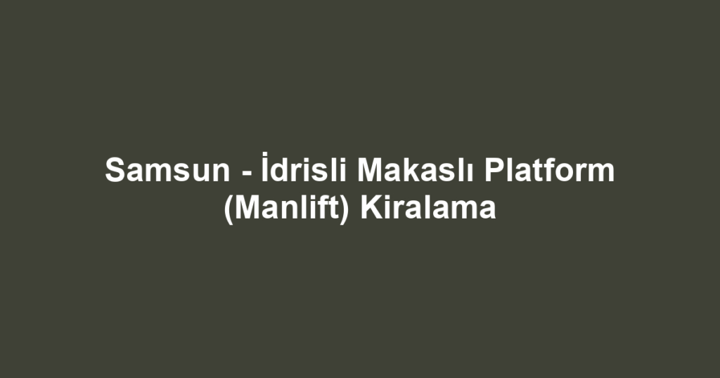 Samsun - İdrisli Makaslı Platform (Manlift) Kiralama