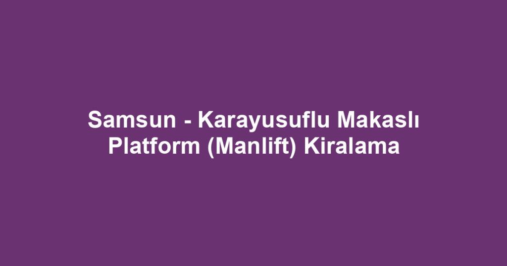 Samsun - Karayusuflu Makaslı Platform (Manlift) Kiralama