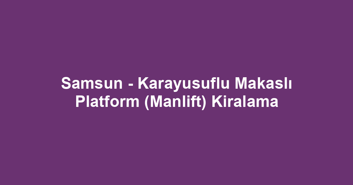 Samsun - Karayusuflu Makaslı Platform (Manlift) Kiralama