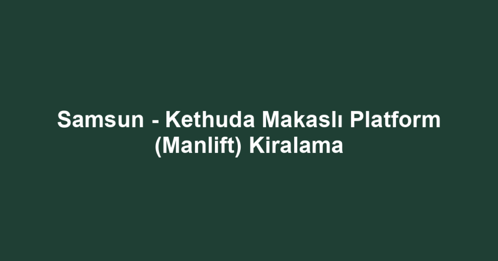 Samsun - Kethuda Makaslı Platform (Manlift) Kiralama