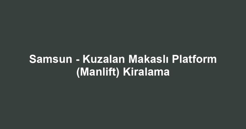 Samsun - Kuzalan Makaslı Platform (Manlift) Kiralama