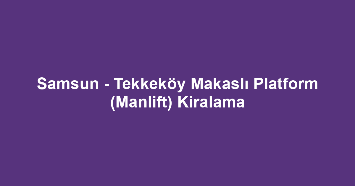 Samsun - Tekkeköy Makaslı Platform (Manlift) Kiralama