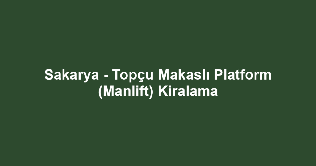 Sakarya - Topçu Makaslı Platform (Manlift) Kiralama