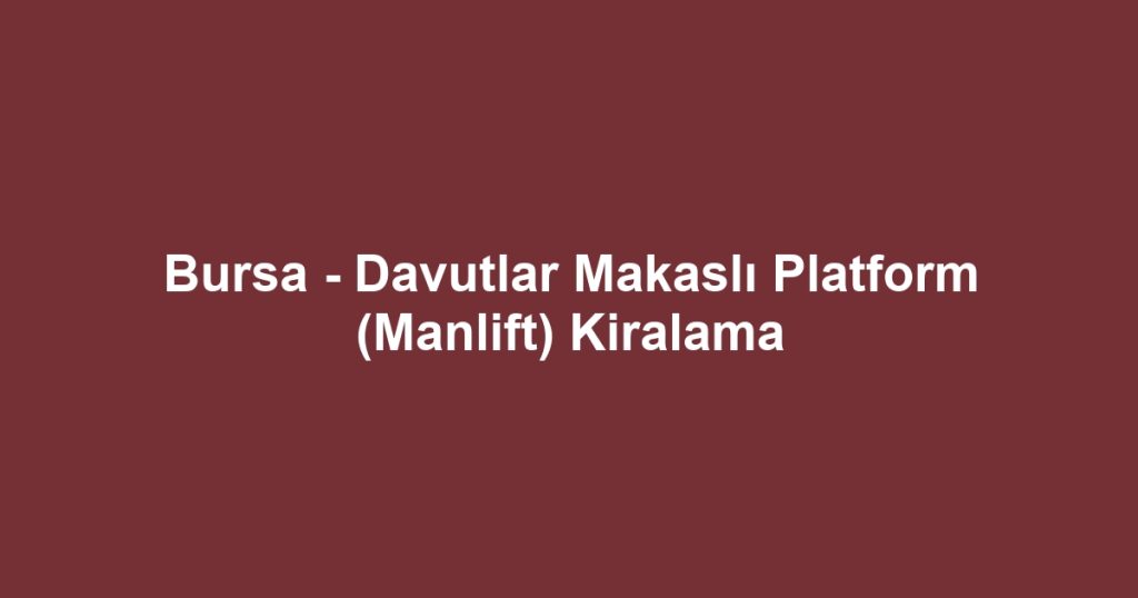Bursa - Davutlar Makaslı Platform (Manlift) Kiralama