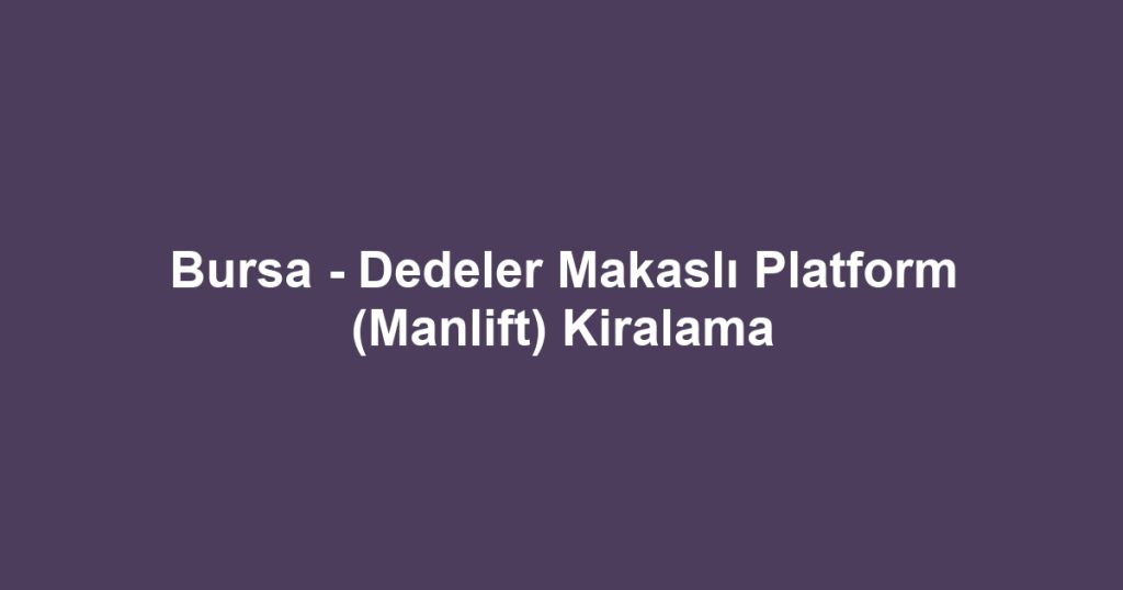 Bursa - Dedeler Makaslı Platform (Manlift) Kiralama