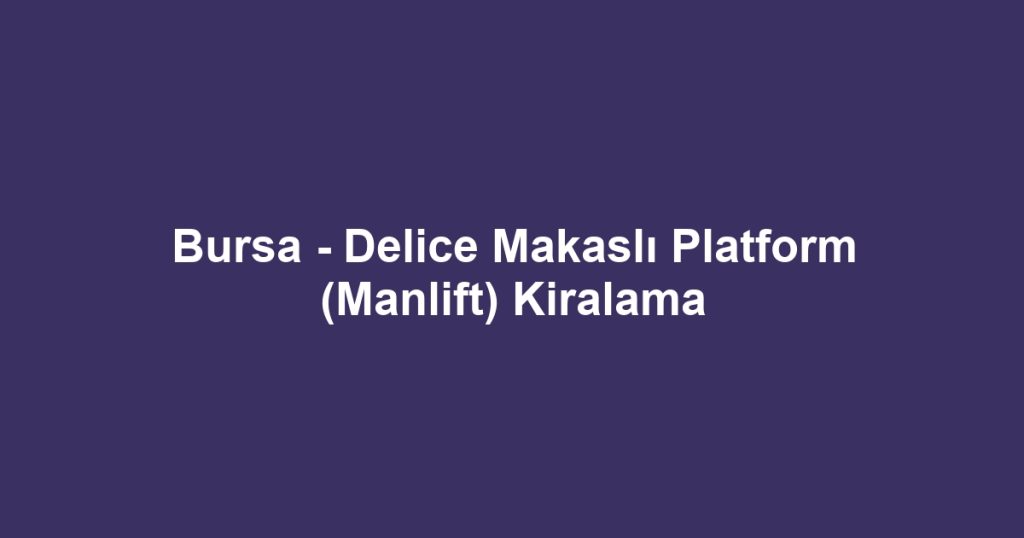 Bursa - Delice Makaslı Platform (Manlift) Kiralama