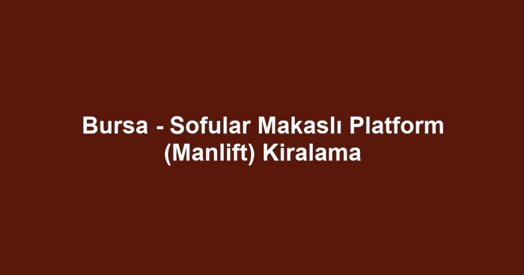 Bursa - Sofular Makaslı Platform (Manlift) Kiralama