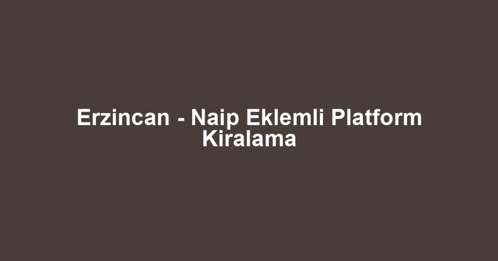 Erzincan - Naip Eklemli Platform Kiralama