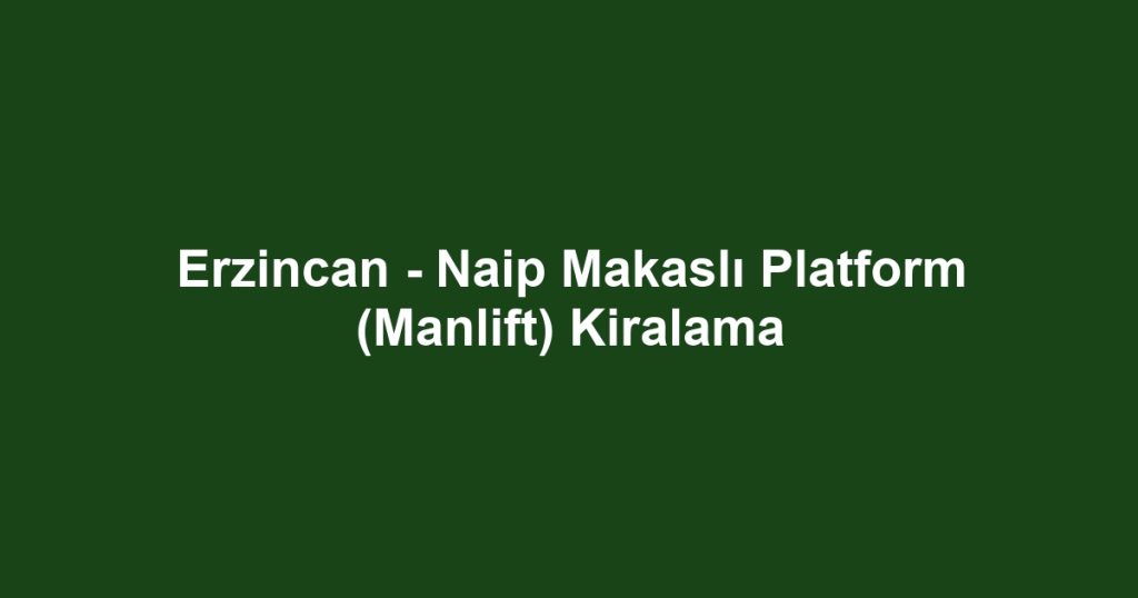 Erzincan - Naip Makaslı Platform (Manlift) Kiralama
