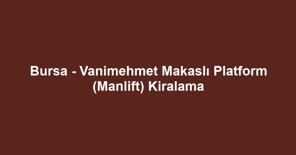 Bursa - Vanimehmet Makaslı Platform (Manlift) Kiralama