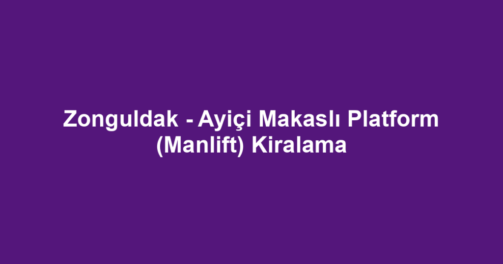 Zonguldak - Ayiçi Makaslı Platform (Manlift) Kiralama