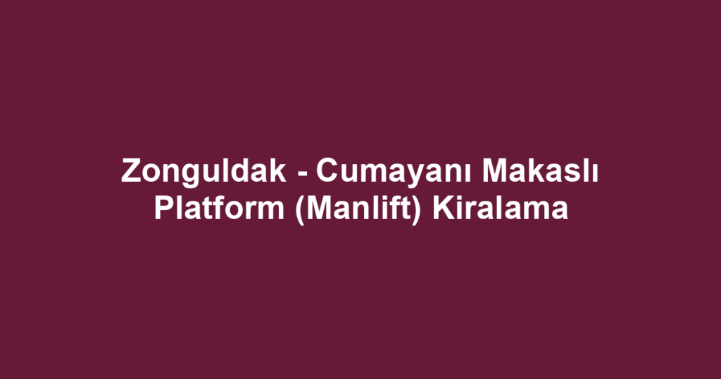 Zonguldak - Cumayanı Makaslı Platform (Manlift) Kiralama