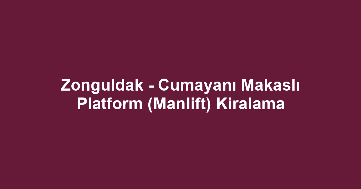 Zonguldak - Cumayanı Makaslı Platform (Manlift) Kiralama