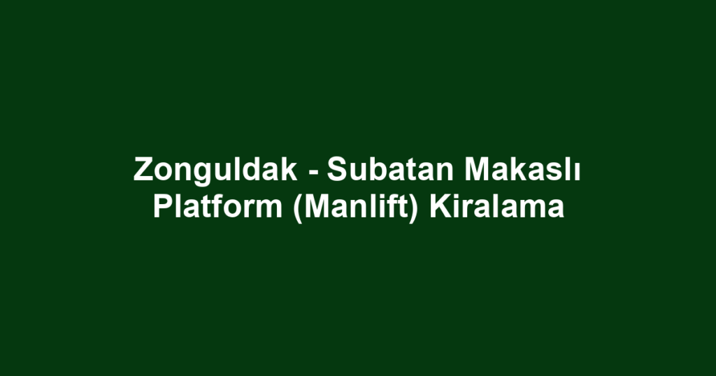 Zonguldak - Subatan Makaslı Platform (Manlift) Kiralama