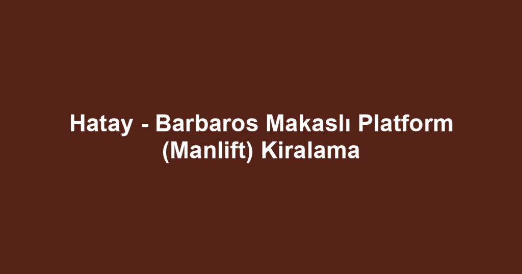 Hatay - Barbaros Makaslı Platform (Manlift) Kiralama