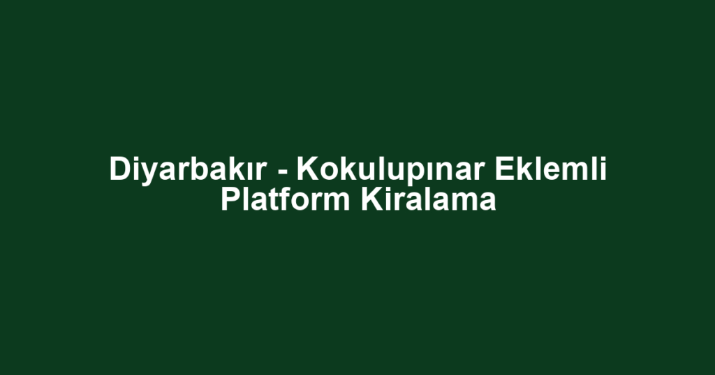 Diyarbakır - Kokulupınar Eklemli Platform Kiralama
