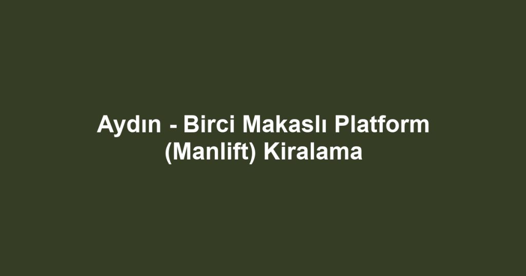 Aydın - Birci Makaslı Platform (Manlift) Kiralama