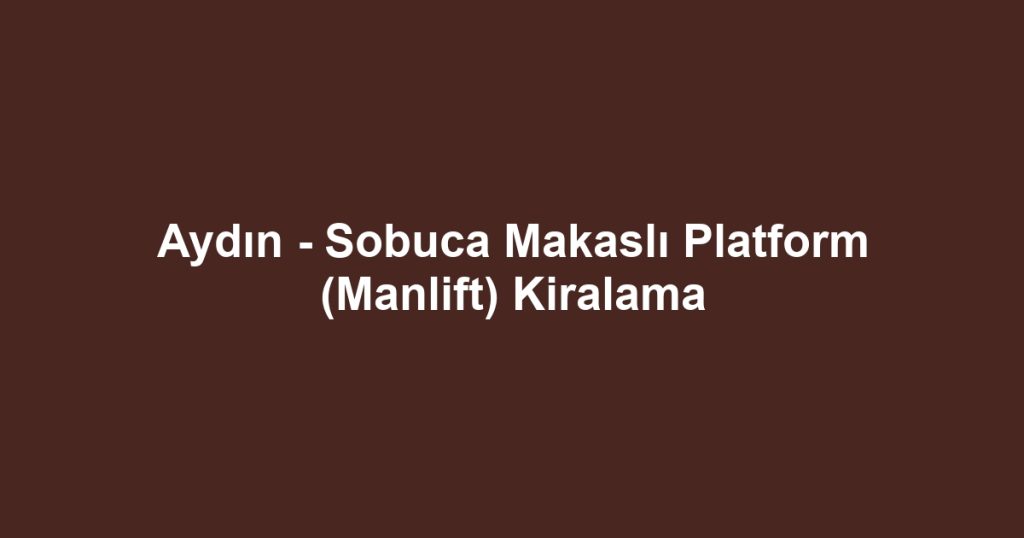 Aydın - Sobuca Makaslı Platform (Manlift) Kiralama
