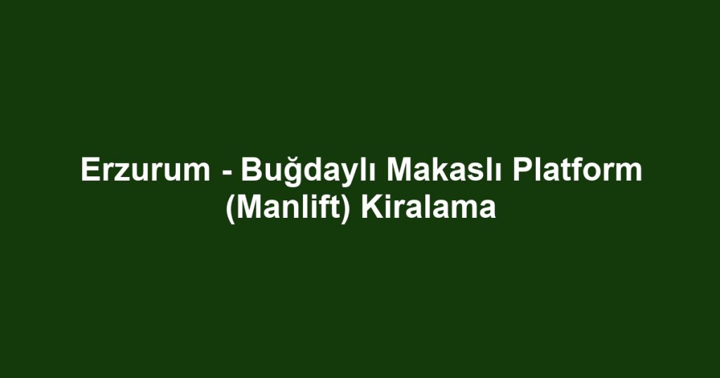 Erzurum - Buğdaylı Makaslı Platform (Manlift) Kiralama