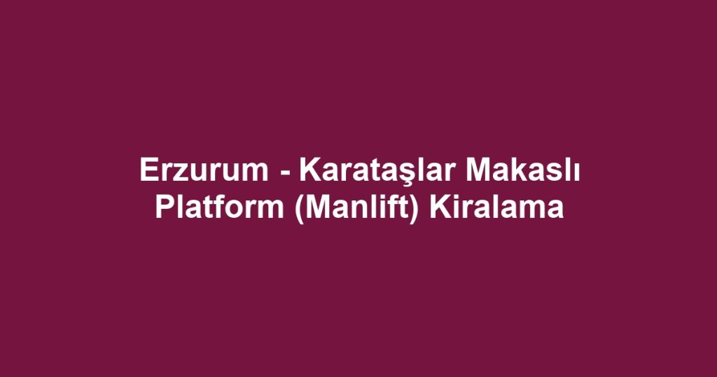 Erzurum - Karataşlar Makaslı Platform (Manlift) Kiralama