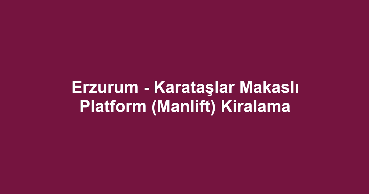 Erzurum - Karataşlar Makaslı Platform (Manlift) Kiralama