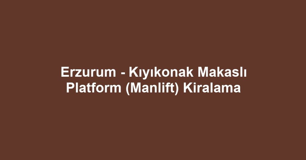 Erzurum - Kıyıkonak Makaslı Platform (Manlift) Kiralama