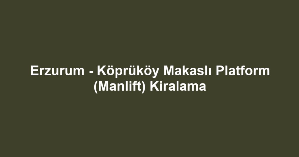 Erzurum - Köprüköy Makaslı Platform (Manlift) Kiralama