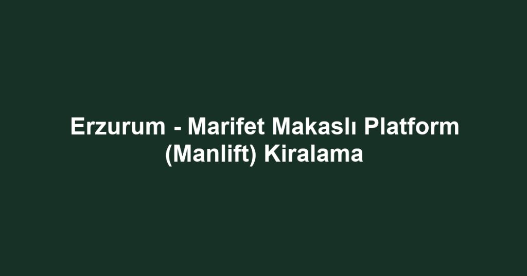 Erzurum - Marifet Makaslı Platform (Manlift) Kiralama