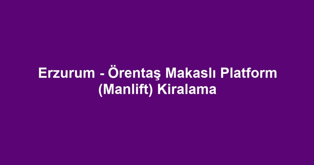 Erzurum - Örentaş Makaslı Platform (Manlift) Kiralama