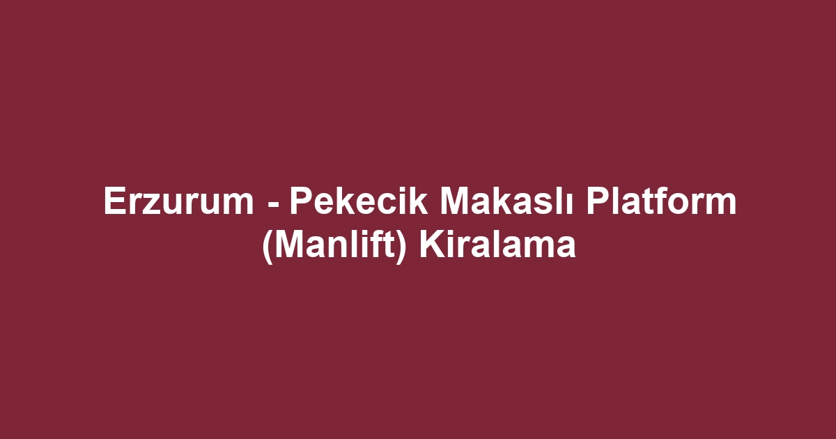 Erzurum - Pekecik Makaslı Platform (Manlift) Kiralama