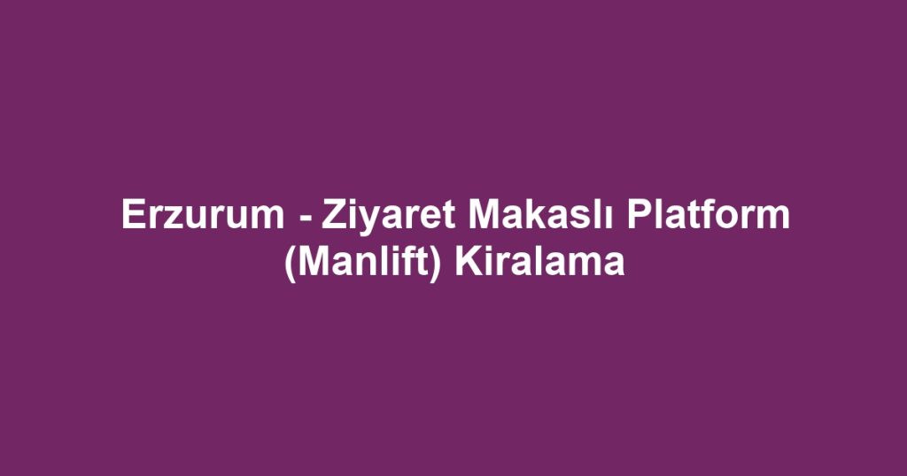Erzurum - Ziyaret Makaslı Platform (Manlift) Kiralama