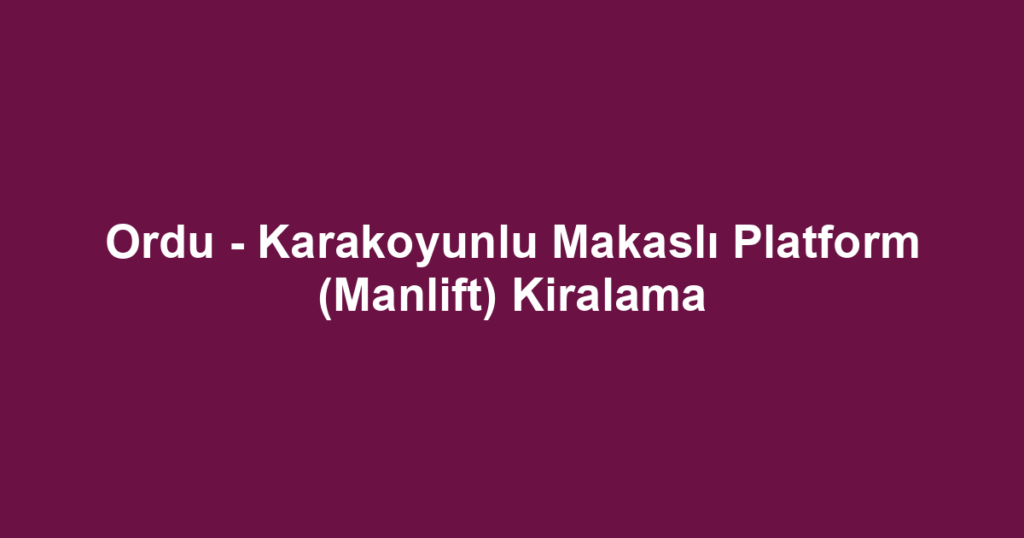 Ordu - Karakoyunlu Makaslı Platform (Manlift) Kiralama