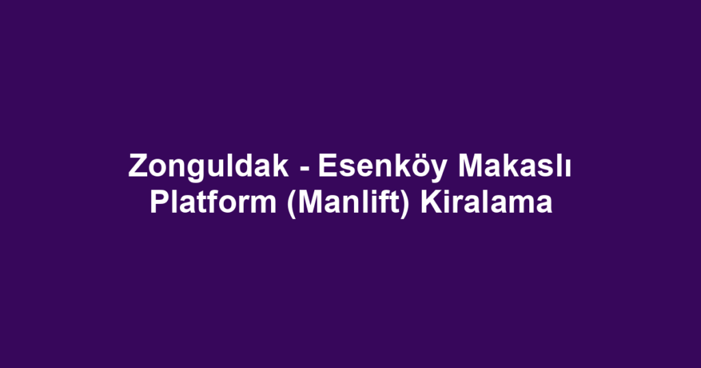 Zonguldak - Esenköy Makaslı Platform (Manlift) Kiralama