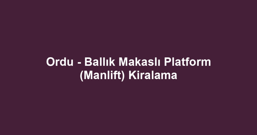 Ordu - Ballık Makaslı Platform (Manlift) Kiralama