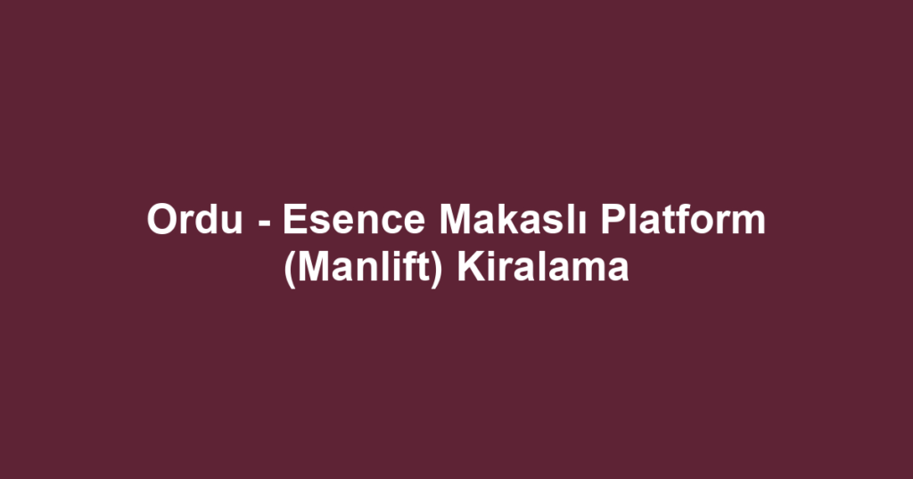 Ordu - Esence Makaslı Platform (Manlift) Kiralama