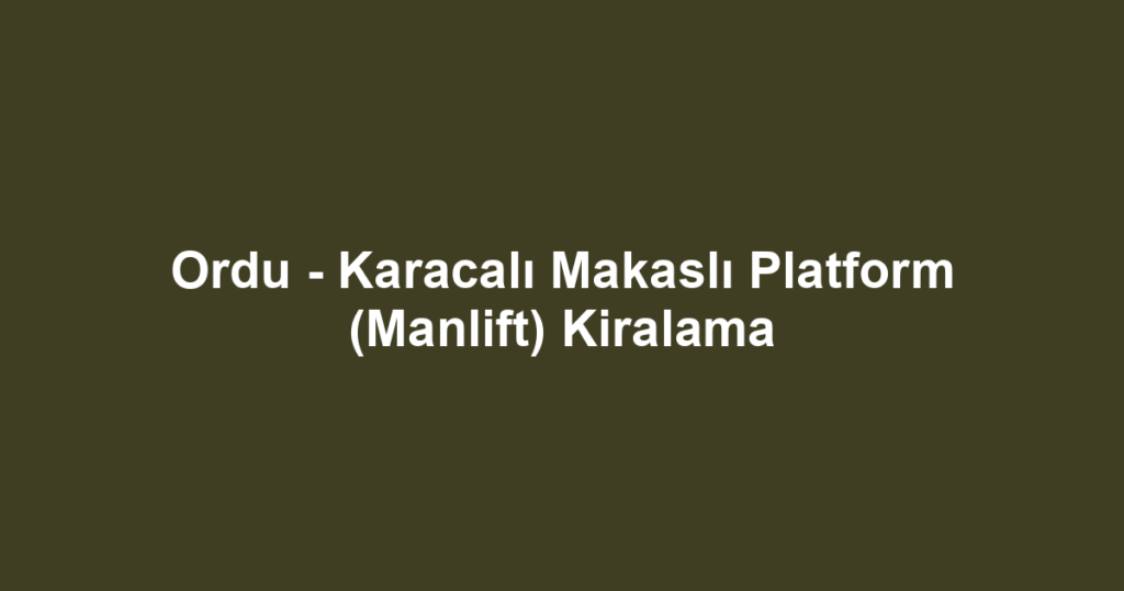 Ordu - Karacalı Makaslı Platform (Manlift) Kiralama