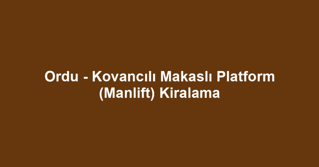 Ordu - Kovancılı Makaslı Platform (Manlift) Kiralama