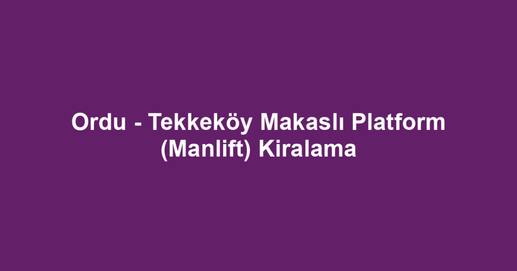 Ordu - Tekkeköy Makaslı Platform (Manlift) Kiralama